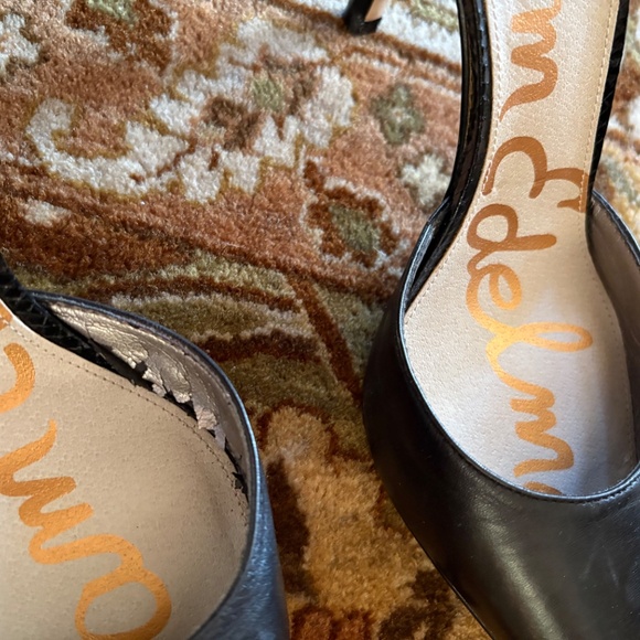 Sam Edelman Delilah Black Leather Heels Pumps Pointed - Picture 5 of 6